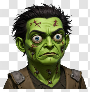Frankenstein Monster - Creepy Green Zombie Illustration Transparent PNG