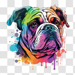 Bulldog Head
 - Colorful Bulldog Illustration With Paint Splashes Transparent PNG