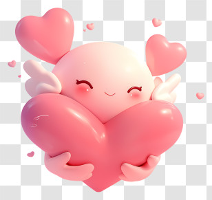 3d Heart Hands - Cute Pink Heart With Wings Transparent PNG
