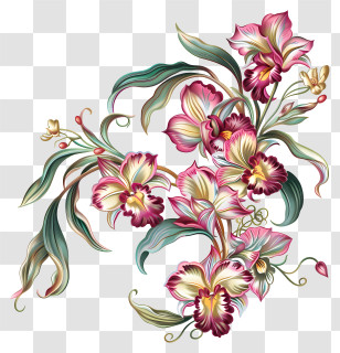 Orchid Day - Illustrated Orchid Bouquet For Decoration Transparent PNG