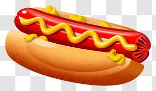 Hot Dog - Hot Dog With Bright Yellow Mustard Doodle Transparent PNG
