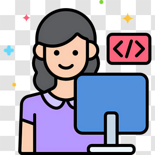 Developer Icon - Female Developer Working On Code Transparent PNG