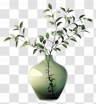 Green Vase - Green Vase With Plant Branches For Decoration Transparent PNG