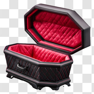 Vampire Coffin - Black Quilted Coffin With Red Lining Transparent PNG