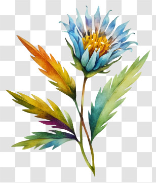 Color Blue - Colorful Watercolor Flower Art Transparent PNG