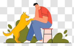 Person And Dog - Man Sitting With Dog Transparent PNG