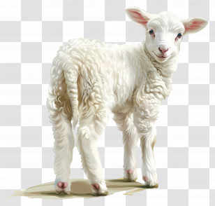 White Lamb - Adorable Baby White Lamb Illustration Transparent PNG