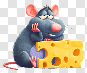 Tempting Cheese And Rat - Cartoon Blue Rat With Cheese Transparent PNG