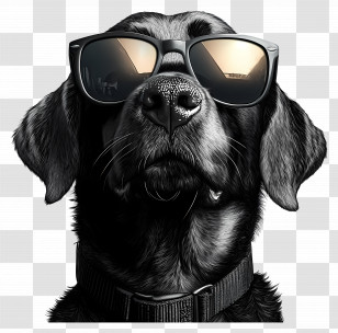 Sunglasses - Stylish Black Dog In Sunglasses Transparent PNG