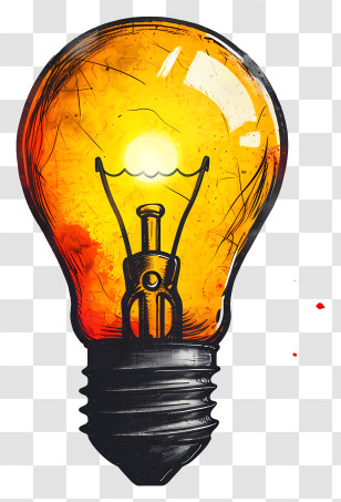 Light Bulb - Glowing Light Bulb With Warm Orange Hue Transparent PNG