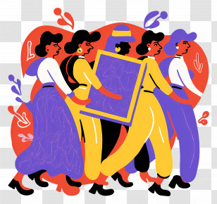 Oil Painting - Group Carrying A Colorful Painting Transparent PNG