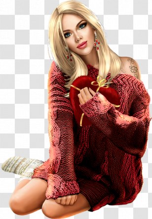 Valentine's Day Love Heart Woman 14 February - Sweater - Valentines Transparent PNG