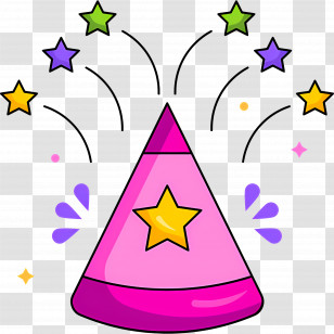 Diwali Fireworks - Festive Party Hat With Stars Transparent PNG