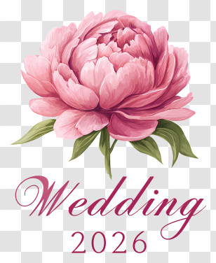 Wedding - Pink Flower Wedding 2026 Illustration Transparent PNG