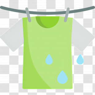 Hanging Cloth - Green Wet T-shirt On Clothesline Transparent PNG