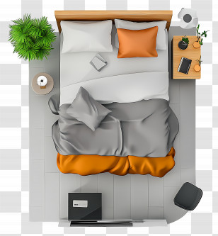 Bedroom Top View - Top View Of Cozy Bed Transparent PNG