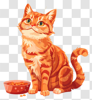 Cat Food - Cute Orange Tabby Cat Illustration Transparent PNG