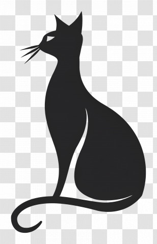 Simple Design - Stylized Black Cat Silhouette Transparent PNG