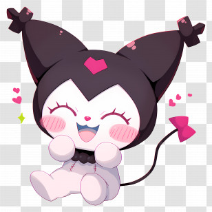 Kuromi - Cute Black And White Cartoon Character Illustration Transparent PNG