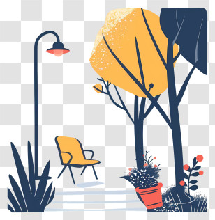 Park Bench - Yellow Chair In A Garden Transparent PNG