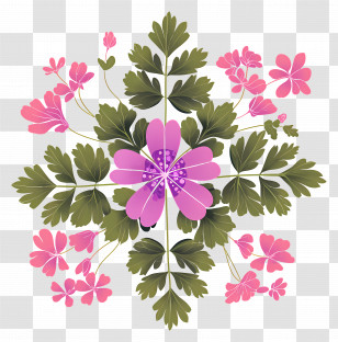 Pink Geranium Flowers - Beautiful Floral Design Illustration Transparent PNG