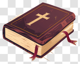 Bible - Illustration Of The Holy Bible With Cross Design Transparent PNG