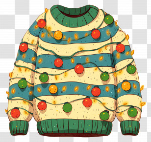 Ugly Christmas Sweater - Striped Christmas Sweater With Lights Transparent PNG