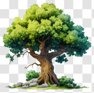 Watercolor Big Tree - Detailed Oak Tree Illustration With Lush Leaves Transparent PNG