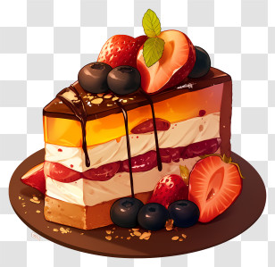 Piece Of Cake - Fruit Chocolate Cake Transparent PNG