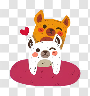 Cat - Two Cute Dogs With Heart Illustration Transparent PNG