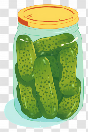 Cute Pickle - Jar Of Fresh Pickles With Bright Yellow Lid Transparent PNG