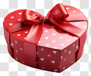 Gift Box - Heart-Shaped Red Gift Box With Ribbon Decoration Transparent PNG
