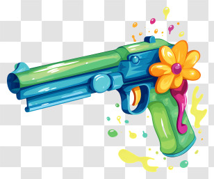 Colorful Toy Gun - Playful Colorful Squirt Gun Illustration Transparent PNG