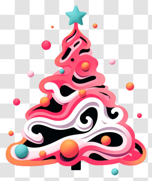 Christmas Tree - Abstract Swirled Christmas Tree Design Transparent PNG