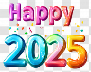 Happy New Year - Happy 2025 New Year Celebration Text Transparent PNG