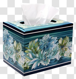 Watercolor Tissue Box - Floral Designed Decorative Tissue Box Transparent PNG
