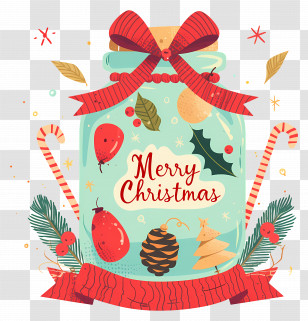 Christmas Candy Jar - Decorative Christmas Jar With Festive Details Transparent PNG