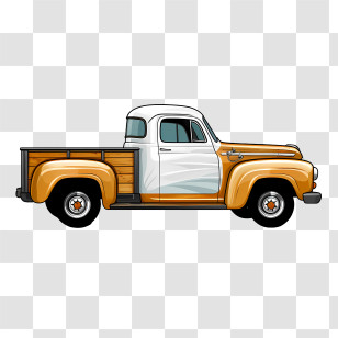 Vintage Truck - Yellow And White Classic Vintage Pickup Truck Illustration Transparent PNG