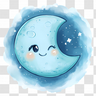 Cute Moon - Cute Winking Crescent Moon Cartoon Transparent PNG