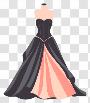 Black Wedding Dress - Elegant Black Dress With Pink Accents Transparent PNG