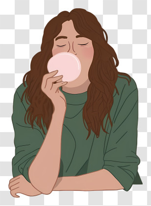 Woman - Girl Chewing Gum And Blowing Bubble Transparent PNG