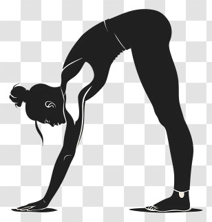Woman Bending Down - Yoga Pose Silhouette Of A Woman Transparent PNG