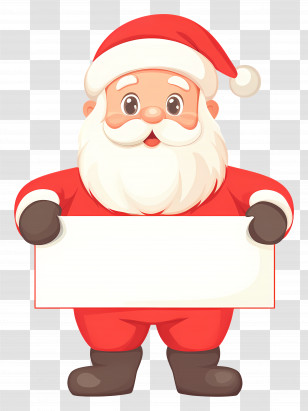 Santa Claus Holding Banner - Santa Claus With Signboard For Christmas Greetings Transparent PNG
