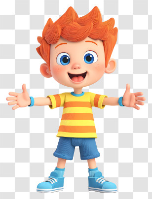 Animated Boy - Happy Red-haired Cartoon Boy Transparent PNG