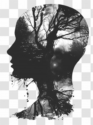 Head Silhouette - Artistic Silhouette With Trees Transparent PNG