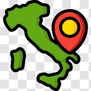 Italy Map - Italy Map With Location Pin Transparent PNG