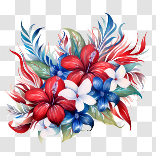 Costa Rica Independence Day - Vibrant Tropical Flower Bouquet Design Transparent PNG