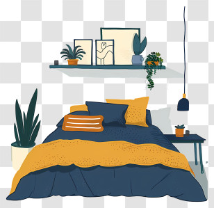 Bed Room - Modern Bedroom Interior With Decorative Elements Transparent PNG