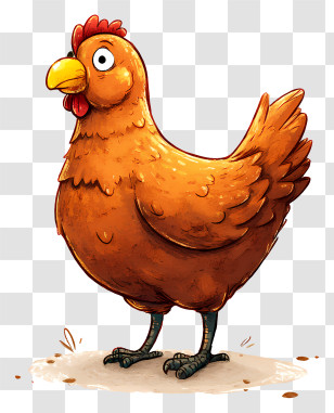Plump Brown Hen - Brown Chicken Cartoon Illustration Transparent PNG