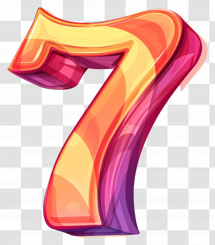 Number 7 - Colorful Number Seven Illustration Transparent PNG